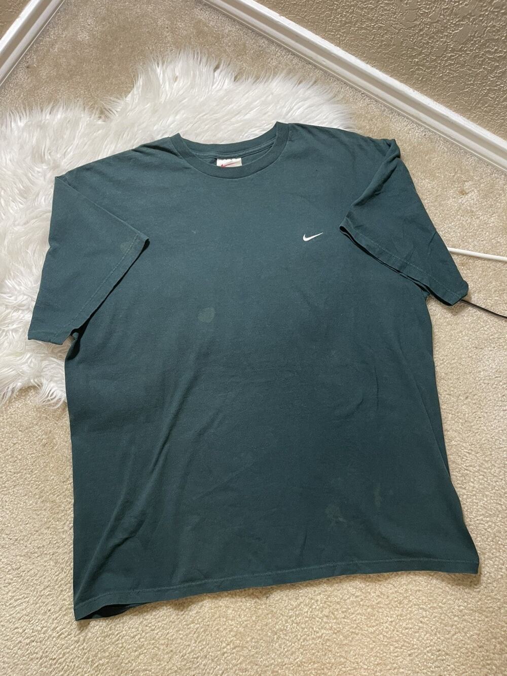 VTG 90s Nike T-Shirt XL Forest Green Made in USA Mini Swoosh Heavy Cotton
